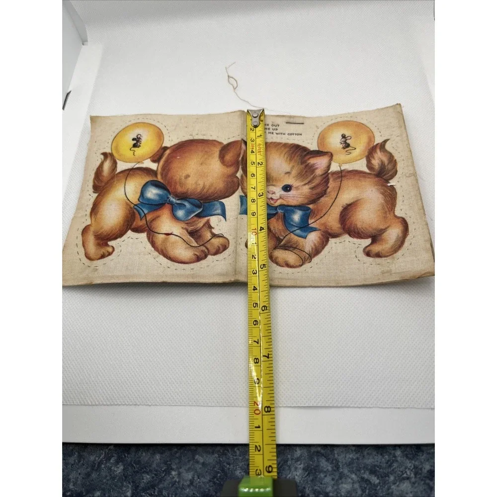 Vtg Vintage Panel for stuffed Kitty Cat With Balloon